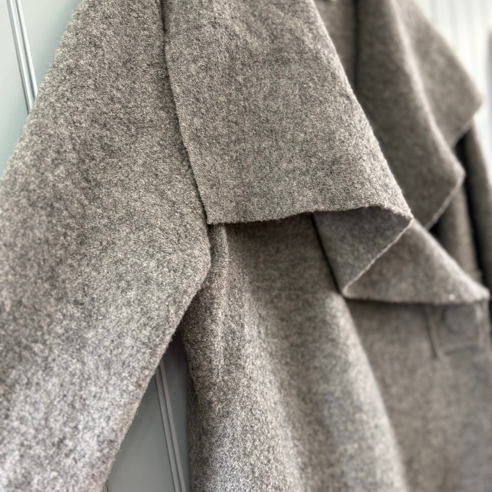 Women's EVARALALA PARIS Gray Wool Cape Jacket Size L - Picture 2 of 8
